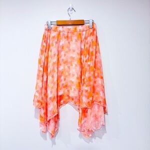 PAOLO CASALINI Silk asymmetrical pink orange skirt | Flowy lightweight | Medium*